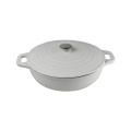 Cazuela de hierro fundido, esmalte, redondo, blanco grande / utensilios de cocina / cocotte / wok